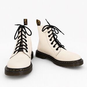 Dr Martens Luana White Leather AirWair Combat Boots Women's US 10
